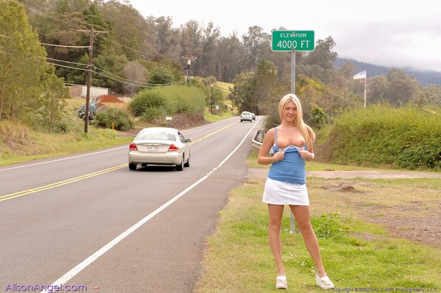 Alison stops traffic in the mountains; Public Sex 