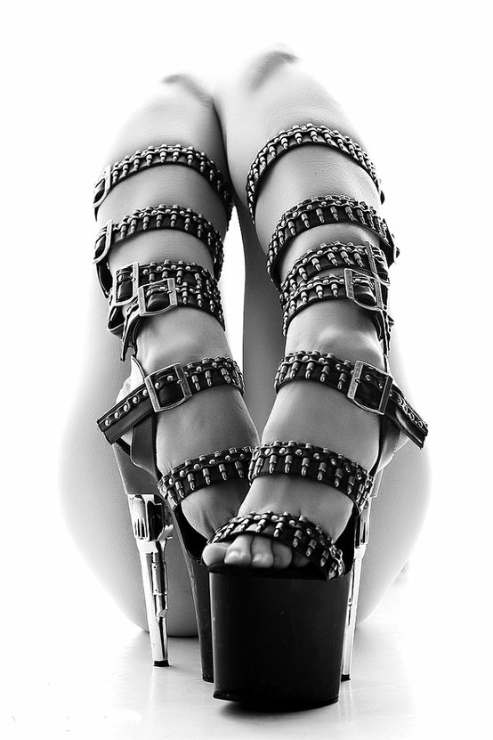 Swingin' from the Chandeliers / Bondgirl Black Platform Sandals; Feet 