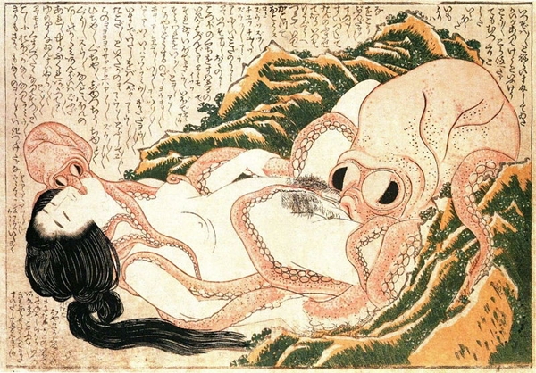 Shunga - The Dream of the Fisherman's Wife, Hokusai, 1814.; Asian Hentai Other Japanese 